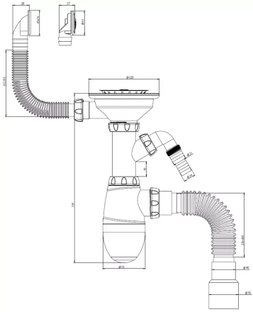 B427, B427P - square/round overflow, stainless steel grid Ø115