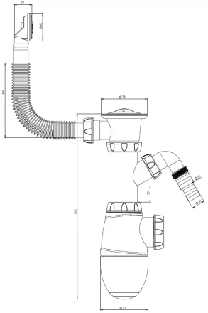 B441V - round overflow, connector for washing machine/dishwasher