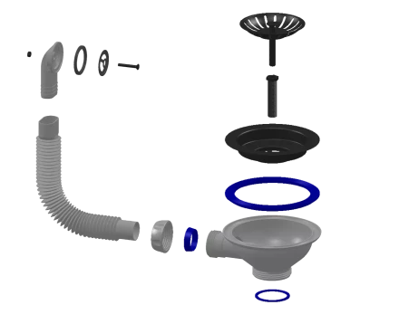 Е156, Е156Р - Sink outlet 3 1/2&quot; (Ø40) with round overflow