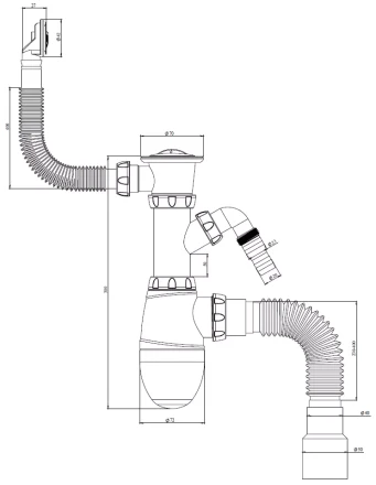 B443V - sink siphon with round overflow