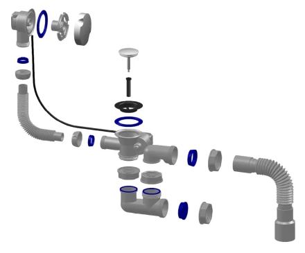 S102R - automatic siphon for bath with inspection