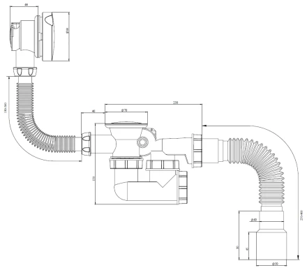 S102R - automatic siphon for bath with inspection