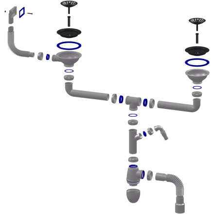 B730V, B730VP - for double sink, square overflow, universal